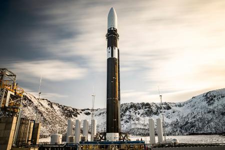 Die Rakete von Isar Aerospace auf dem Startplatz in Norwegen. (Handout) Die Rakete von Isar Aerospace auf dem Startplatz in Norwegen. (Handout)