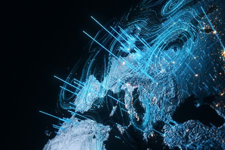 Digitale Karte von Europa, wo aus den Länder Statistikbalken wachsen