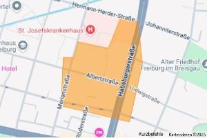 Erste Folgemeldung zu "Freiburg: Fund einer Fliegerbombe in der Albertstraße" - Hier: Entschärfung im Laufe des Abends geplant