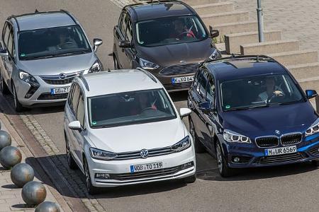 BMW 218i Gran Tourer, Ford Grand C-Max 1.5 Ecoboost, Opel Zafira 1.4 Turbo Exoflex, VW Touran 1.4 TSI