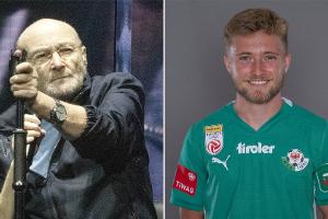 Phil Collins feuert Sohn Mathew im Fußballstadion an