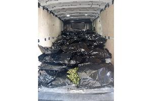 Ladefläche des kontrollierten Transporters: Über 300 kg Cannabispflanzen in Plastiksäcken