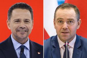 Bei der Stichwahl um das Präsidentenamt in Polen tritt der liberale Rafal Trzaskowski (links) gegen den Rechtskonservativen Karol Nawrocki an. (Archivbild)