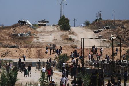 Ein Gebiet bei einem Verteilungszentrum im südlichen Gazastreifen Ein Gebiet bei einem Verteilungszentrum im südlichen Gazastreifen