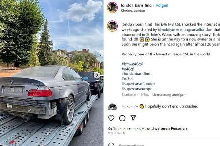 BMW M3 E46 CSL auf Anhänger Tiefgarage London