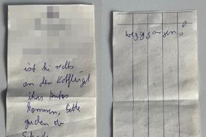 handgeschriebene Notiz
