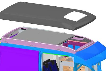 Pureflexx Escape 600 technische Zeichnung Aufstelldach mit Dachluke