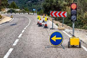 Spanien Landstraße Baustelle