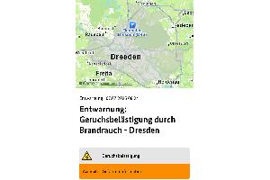 © Feuerwehr Dresden, Screenshot von der Entwarnung im Bereich Dresden