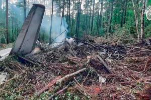 Überreste der abgestürzten An-24 mitten in der Taiga.